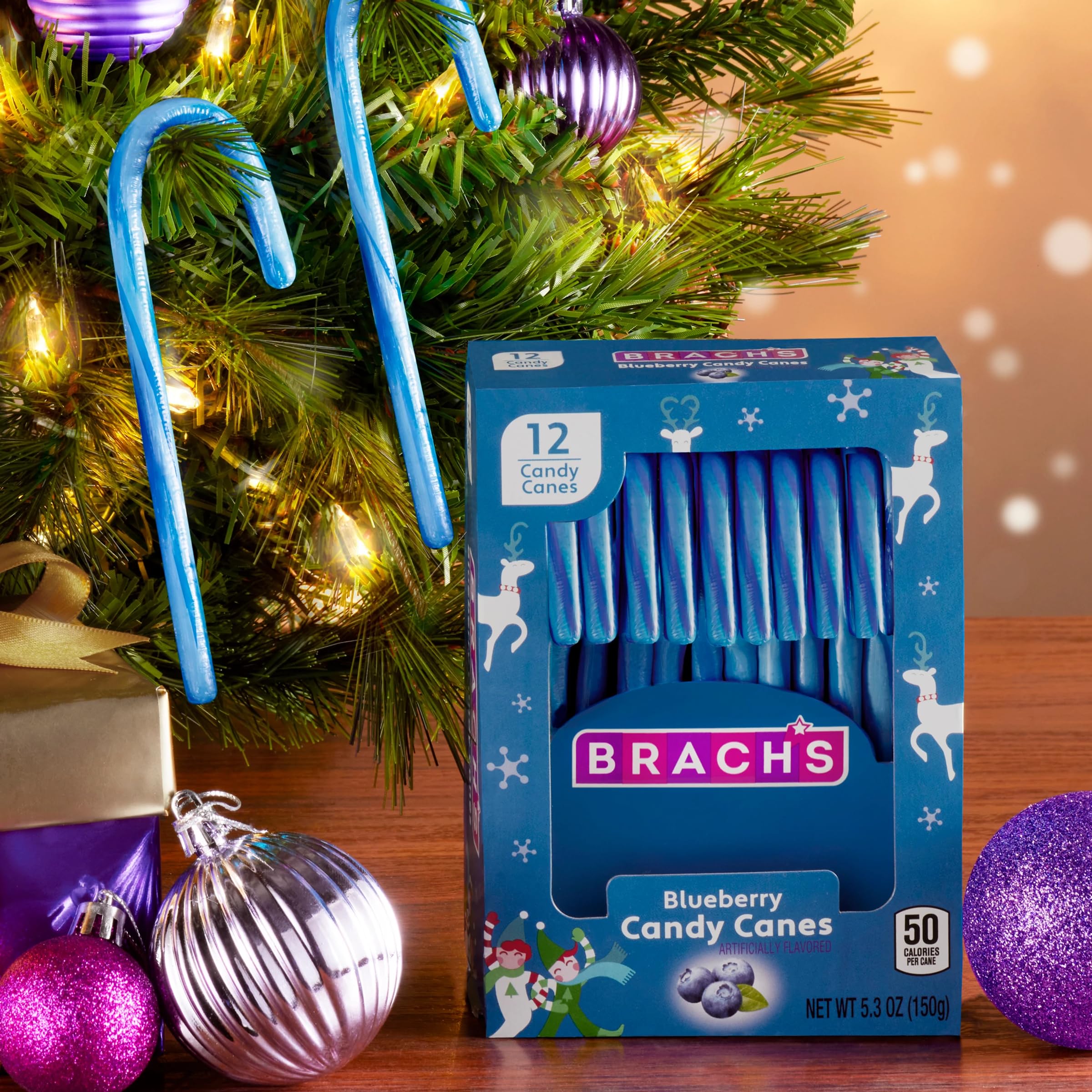 Brach's Elf Zuckerstangen Großpackung – Zuckerwatte Pfefferminze, heißer Kakao, Ahornsirup, Zuckerstangen mit 36 Elfen-Zuckerstangen plus Strand-Kinderbeutel