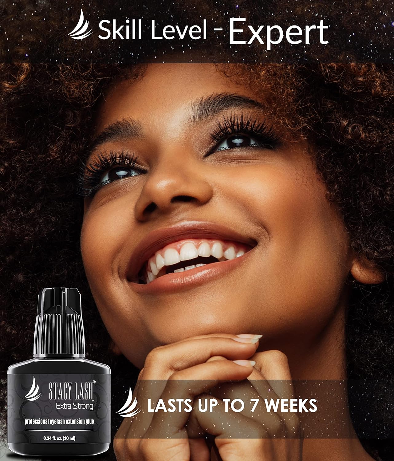 Extra Strong Eyelash Extension Glue - Stacy Lash 0.34 fl.oz / 10 ml / 0.5-1 Sec Drying time/Retention – 7 Weeks/Maximum Bonding Power/Professional Use Only Black Adhesive for Semi-Permanent Extensions : Beauty & Personal Care