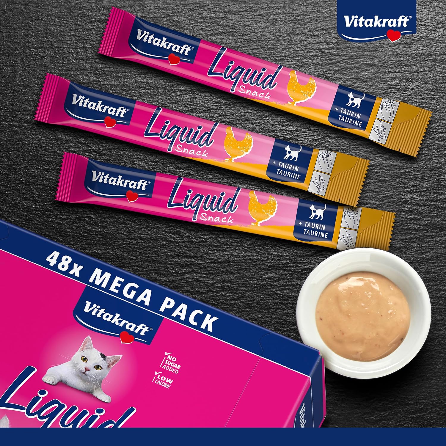 Vitakraft Liquid Snack, golosina gatos, Mega Pack, pollo (48x 15g) - Détails et caractéristiques