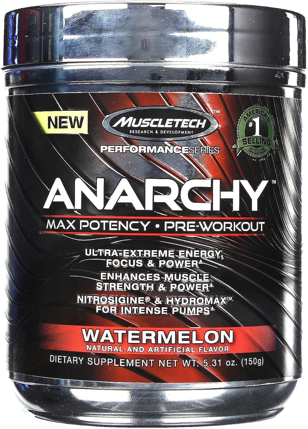 MuscleTech Anarchy, Max Potency Pre-Workout Powder, Watermelon, 60 Servings, 10.7 oz (303g)