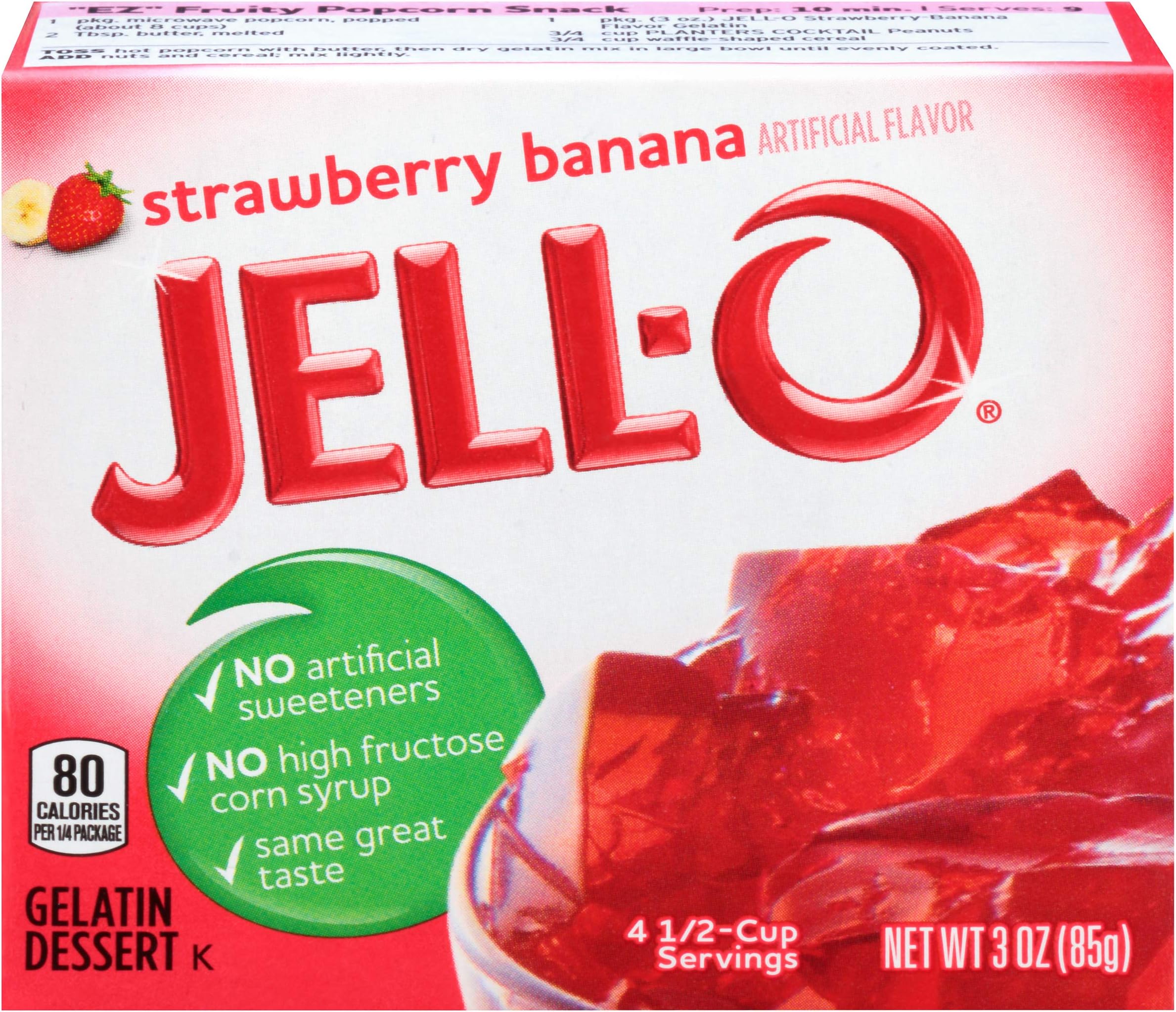 JELL-O Strawberry Banana Gelatin Dessert Mix (3 oz Boxes, Pack of 6)