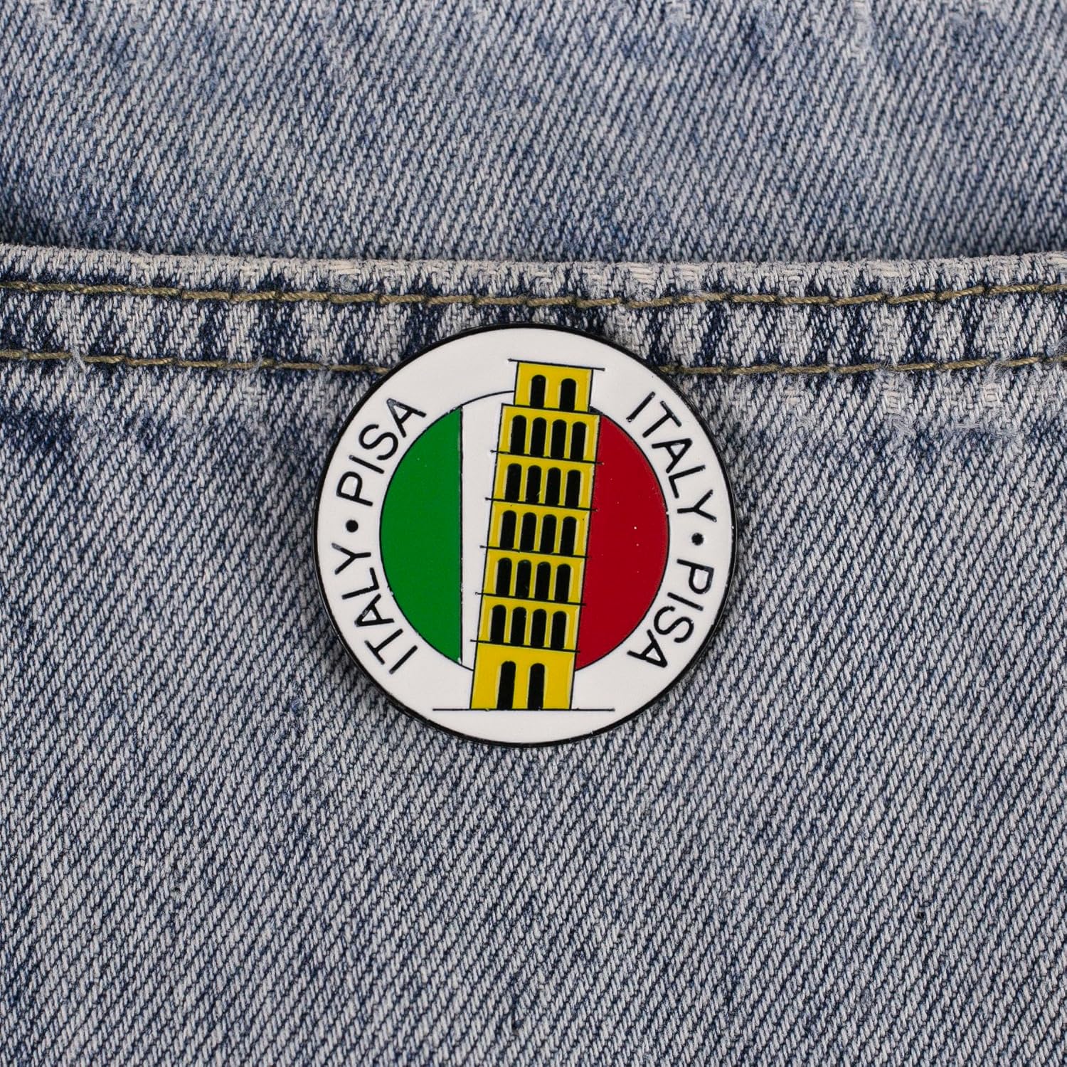 Pisa Italy Enamel Pin, Leaning Tower Italy Flag Pin Brooch, Italia Traveling Badge Brooch, Italia Souvenir Badges Gift For Pisa Traveler Traveling Lover, Europe Travel, Italian Culture Decorative Accessories image 2