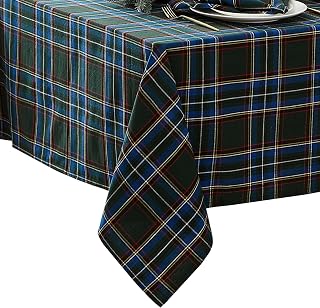 Stowe Tartan Holiday Plaid Rectangle Tablecloth, Green - 60" W x 84" L