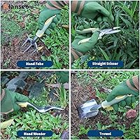 Vista 4 de Set of 12 Garden Tool, iHansee Heavy-Duty Aluminum Gardening Hand Tools with Rubber Non-Slip Handle, Garden Apron, Gloves, Kneeling Pad and Storage