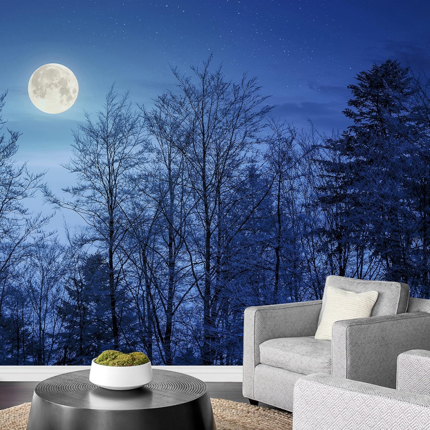 SIGNWIN Wall Mural Snow Landscape Forest Removable Self-Adhesive Wallpaper Wall Decoration for Bedroom Living Room - 66x96 inches