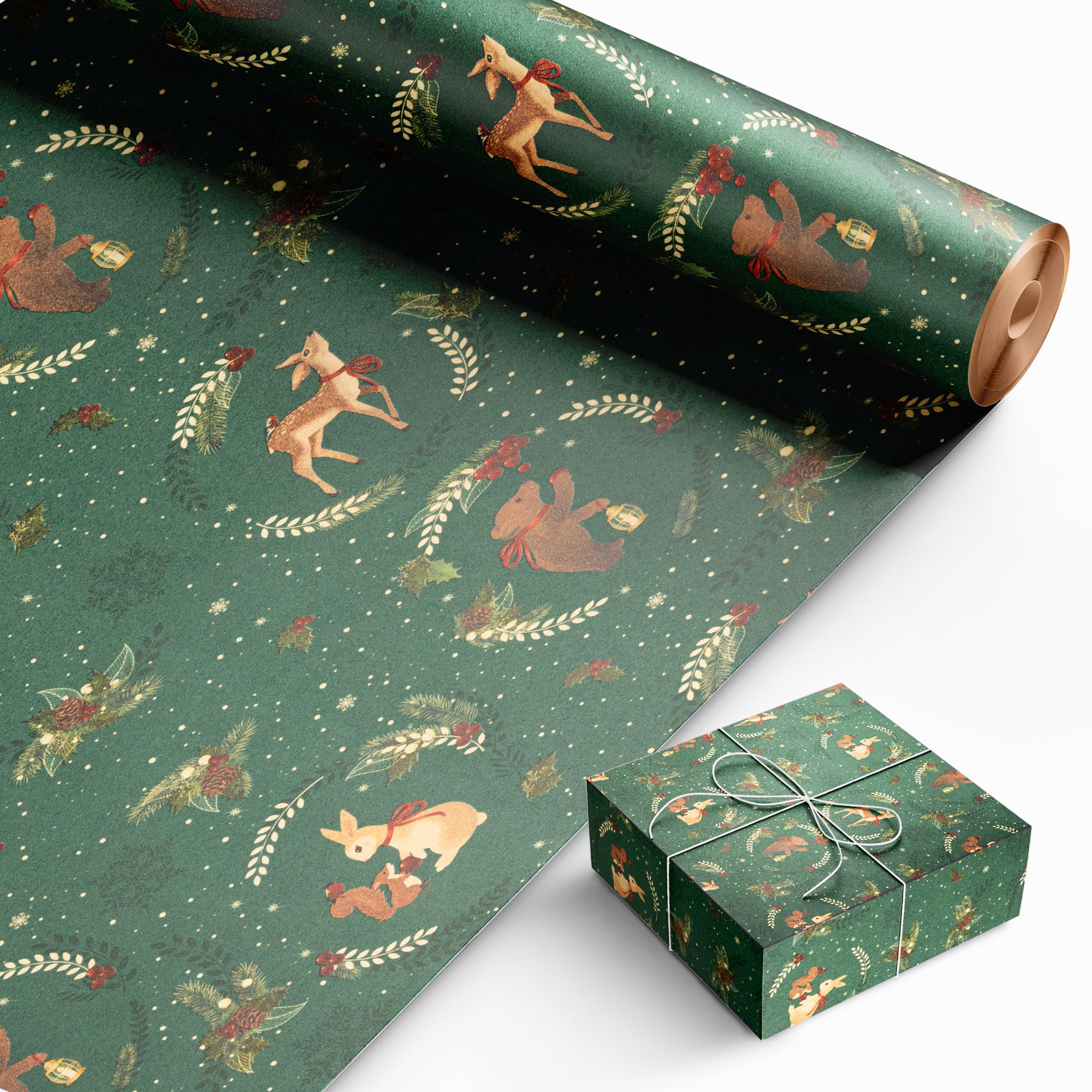 Kraft & Co Festive Wrapping Paper Roll, Recycled Gift Wrap 44.5cm x 25m โ image 1