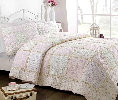 Cozy Line Home Fashions - Juego de edredón de cama reversible 100% algodón, colcha
