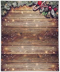 Allenjoy Cardboard Christmas Trees Backdrop Snowflakes Rustic Wooden Photoshoot Background - View #11