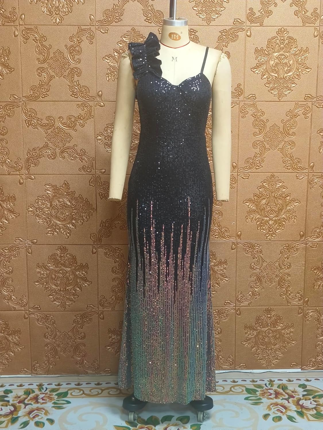 Cololura Women Sexy Elegant Sequin Ruffled Sleeveless Mermaid Party Cocktail Bodycon Evening Gowns Maxi Dress - Image 7