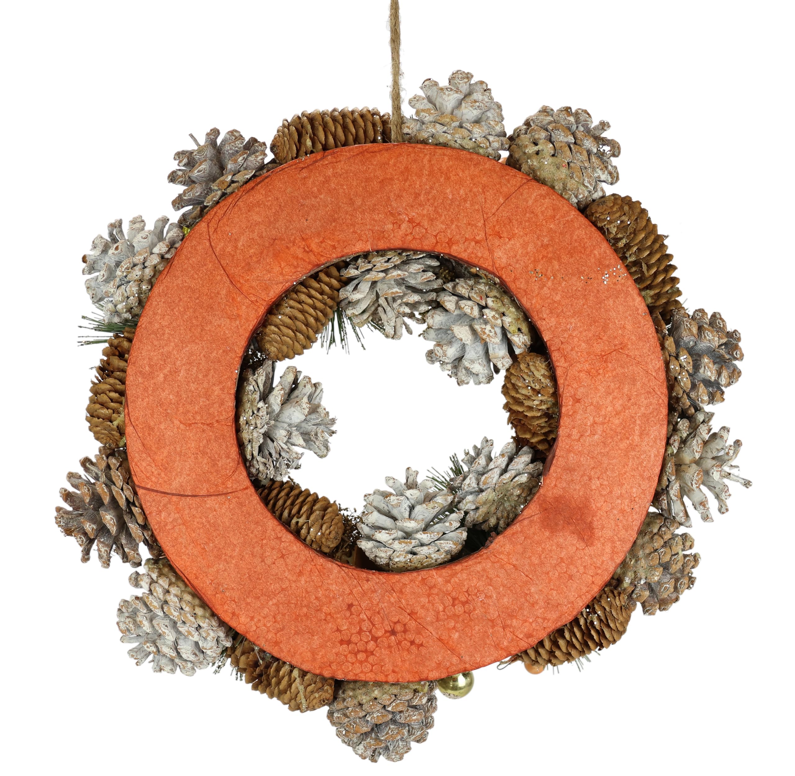 Couronne Naturelle de Pommes de pin avec Boules de Sapin, Pommes de pin et Baies, 32 cm, Couronne de Noël, décoration de Noël, Couronne de l'Avent, décoration Murale, Couronne de Porte, Couronne de