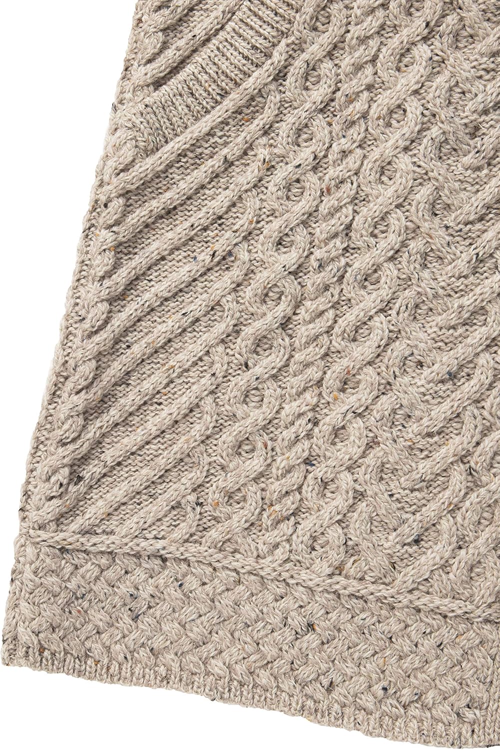 Aran Crafts Women's Cable Knit Long Hooded Side Zip Coat (100% Merino Wool) - Image 5