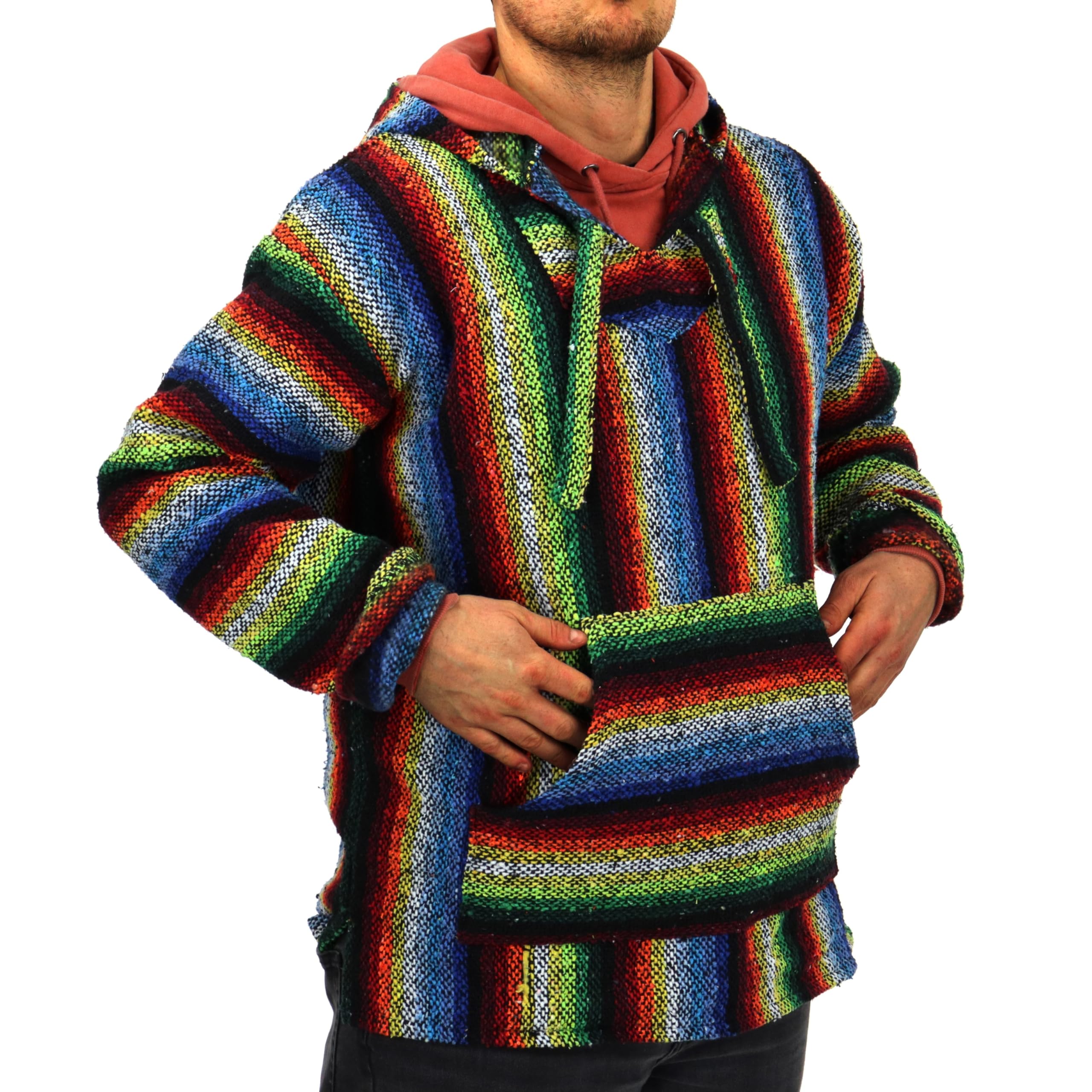 LOUDelephant Recycled Mexican Baja Jerga Hoody - Neon Rainbow (Medium)