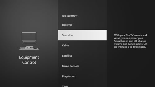Equipment Control Settings - Loader shortcut for Fire TV