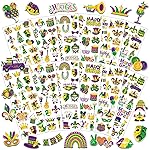 UPINS 240 Pcs Mardi Gras Stickers, 3D Puffy Self-Adhesive Carnival Stickers, Multicolored, Not Water Resistant, Kid