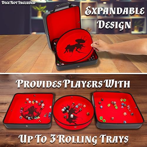 Miniatura 2 de CASEMATIX Bandeja de dados XL y soporte para dados DND para hasta 700 dados RPG, diseño expandible con 3 arenas de bandeja rodante, exterior de piel