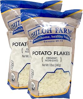 Shiloh Farms Organic Potato Flakes 12oz 2-Pack - Non-GMO Kosher Instant Mashed Potatoes from USA