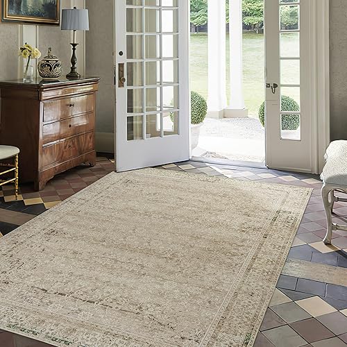 Miniatura 2 de BILEEHOME Alfombra moderna de granja de 5 x 7 pies, lavable, floral, tono tierra, neutro, bohemio, para habitación de bebé, 5 x 7 pulgadas, para