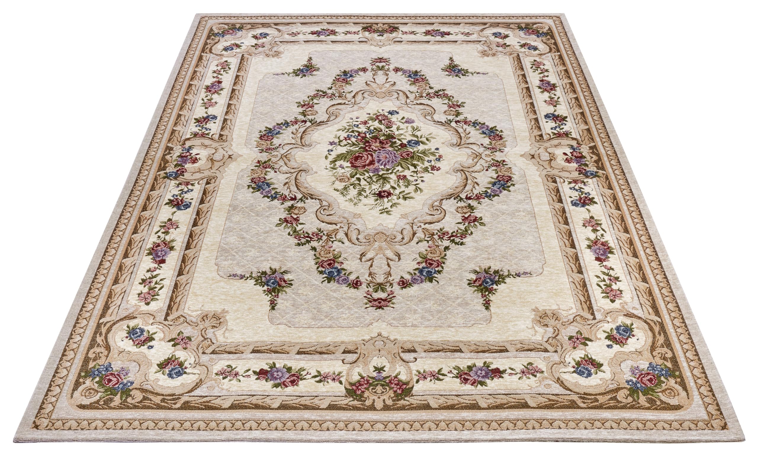 Hanse Home Hafsa Design Tapis Oriental tissé à Plat Motif Fleurs orientales, Dessous antidérapant, tissé de qualité supérieure, pour Salon, Chambre à Coucher, Salle à Manger, Couloir, crème,