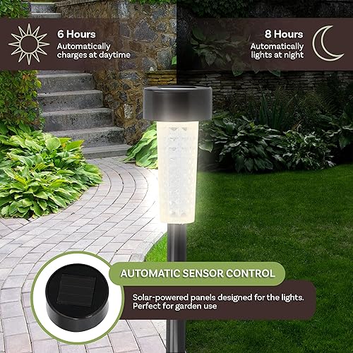 Miniatura 3 de Pure Garden - Luces solares para exteriores, paquete de 6 luces LED blancas frías impermeables para jardín, camino, patio, entrada o paisaje (bronce)