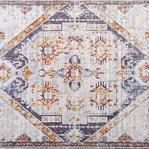 Miniatura 6 de Alfombra de área naranja y beige de 2 x 3 pies, alfombra pequeña con estampado antideslizante, tapete suave de pelo bajo, alfombra lavable para