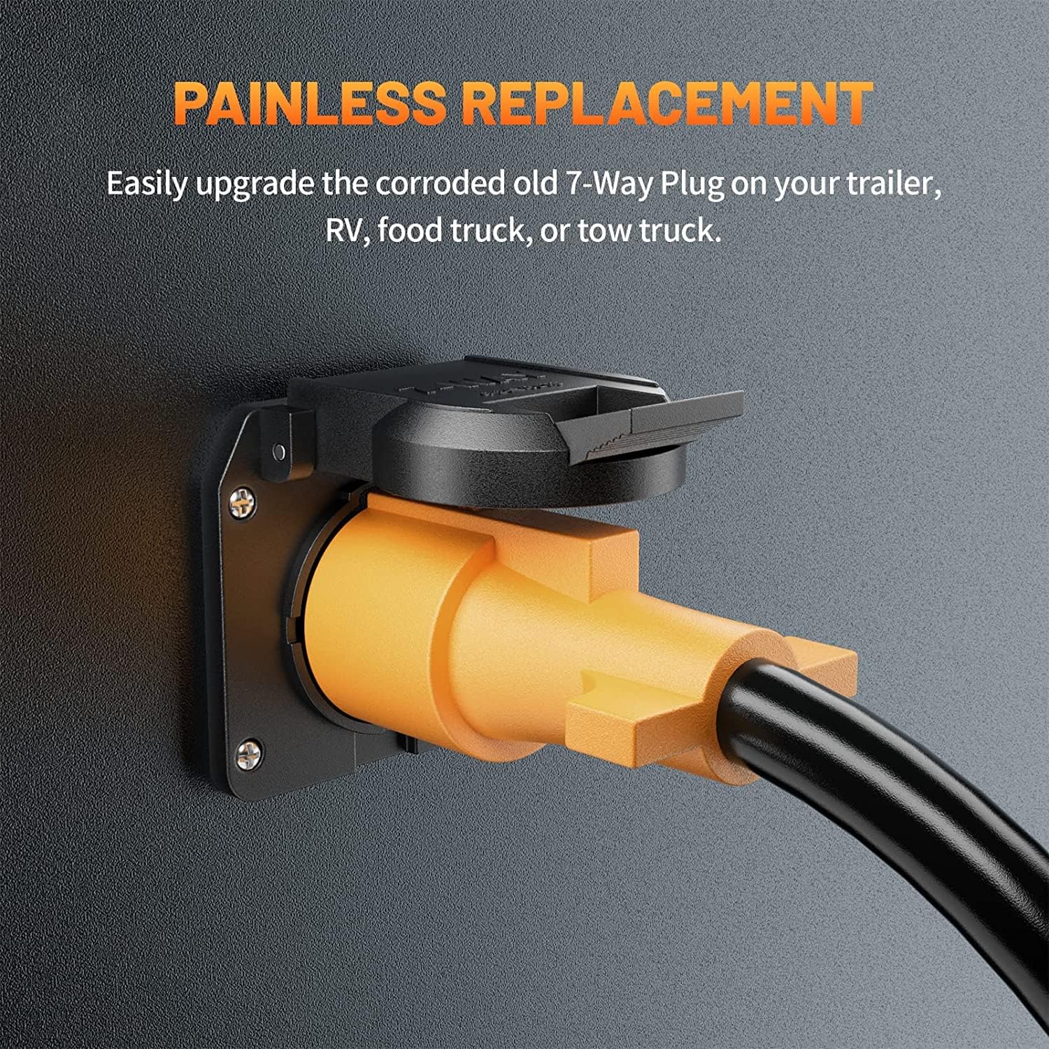 MECMO Vehicle-Side 7 Pin Replacement Socket & Connector with 7 Way Plug Inline Trailer Cord Junction Box Kit-8ft