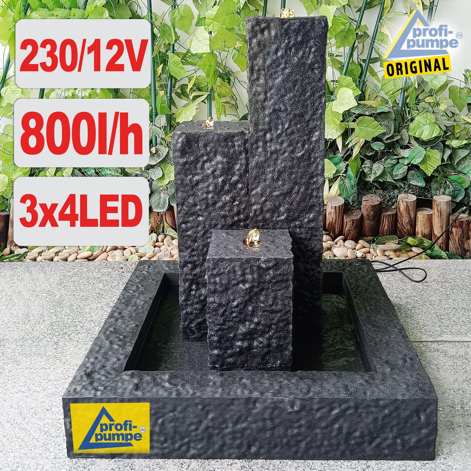 Tuinfontein, decoratieve fontein, binnenfontein, fontein, bloemenfee met LED -licht, 230 V, waterval, waterornament voor tuin, tuinvijver, terras, balkon. Zeer decoratief