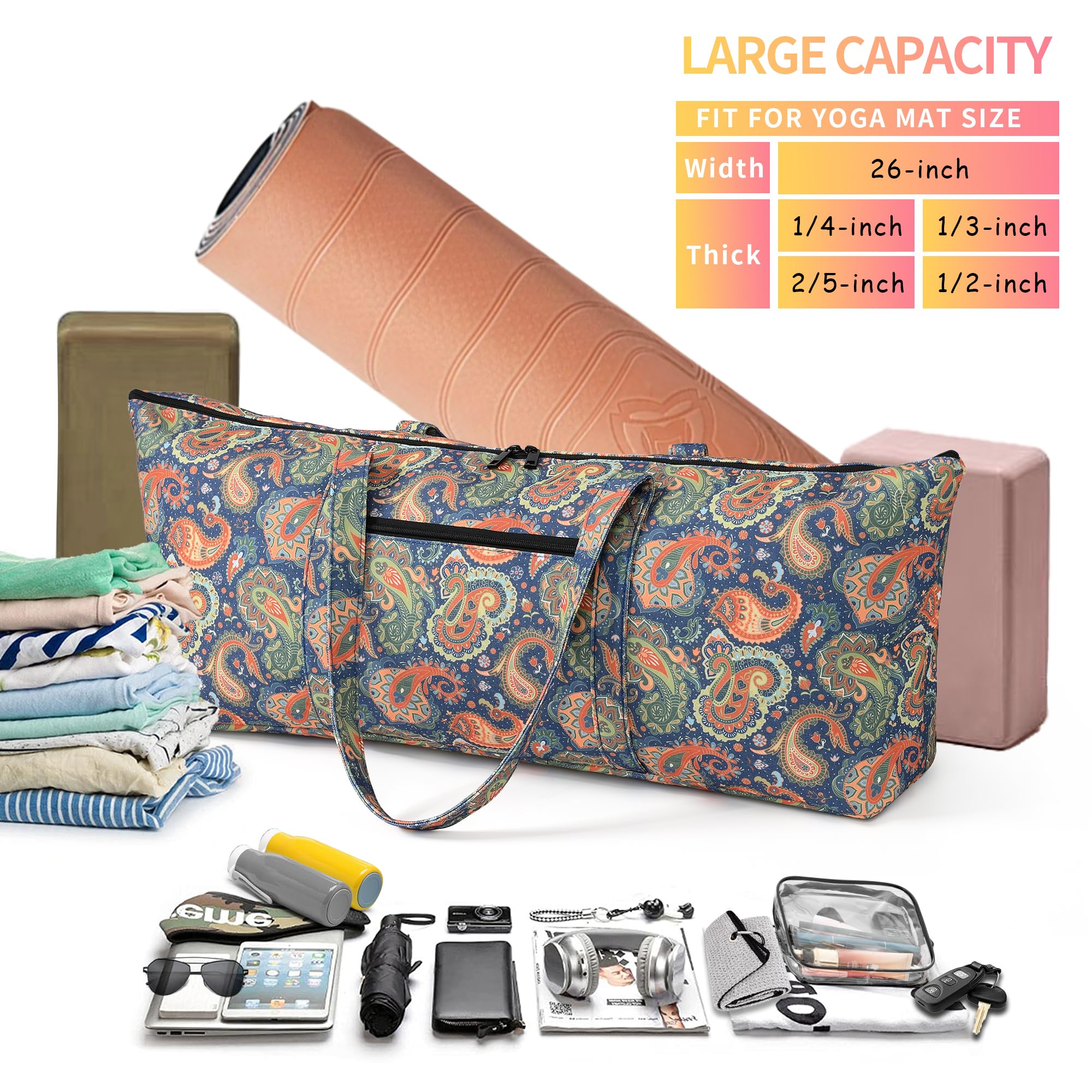 Boulder Bee Bolsa para esterilla de yoga con bolsillo húmedo, transportador grande para esterilla de yoga, regalos de yoga para mujeres, bolsa de gimnasio para viajes, oficina, playa, entrenamiento