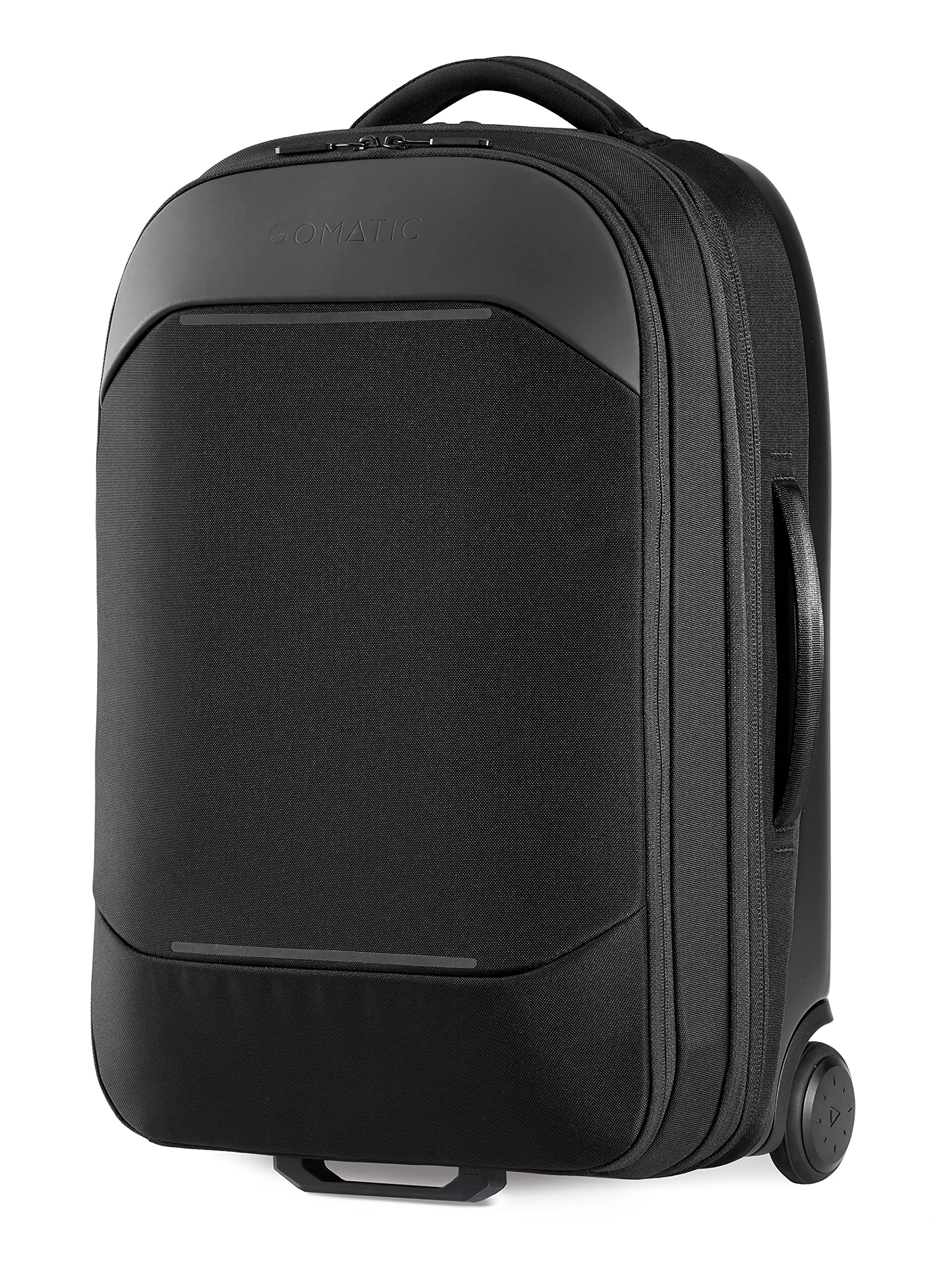 Navigator Lightweight Carry On Travel Size Cabin Suitcase - 55x40x20cm / 37L with 8L Expansion for Check-in Hand Luggage - Black Semi Hard Shell Case, Laptop Compartment, 2 Wheels