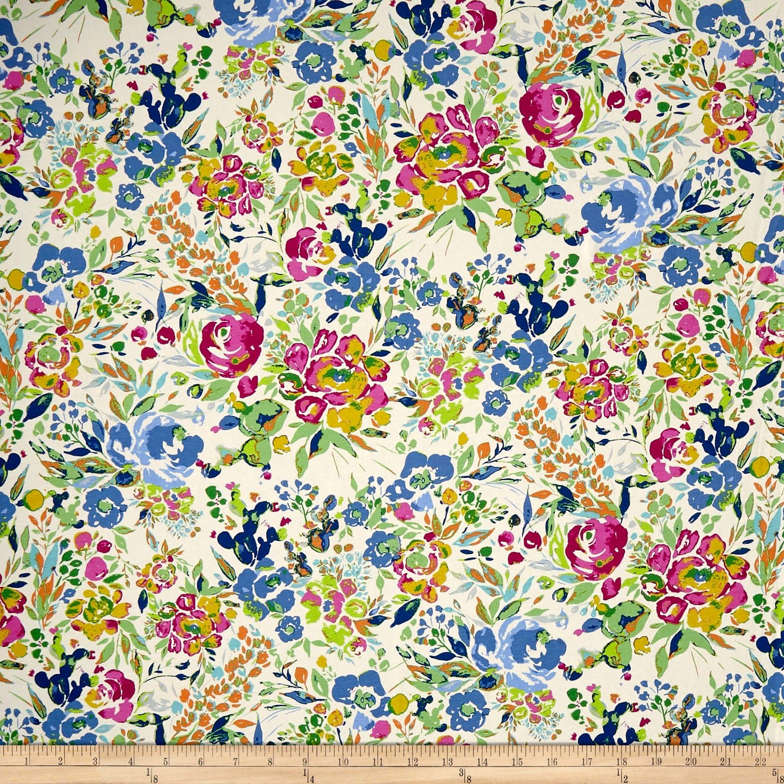 Art Gallery La Floraison Lit Stretch Jersey Knit Multi, Fabric by the Yard