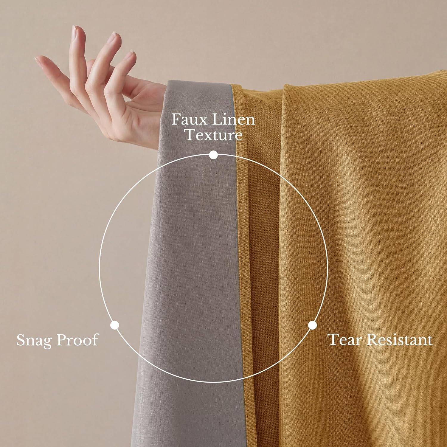 NICETOWN Full Blackout Mustard Yellow 96" Long Curtains for Living Room, 52" W Grommet Farmhouse Drapes Insulated Flax Textured Full Light Blocking Window Draperies for Bedroom, 2 Panels Set