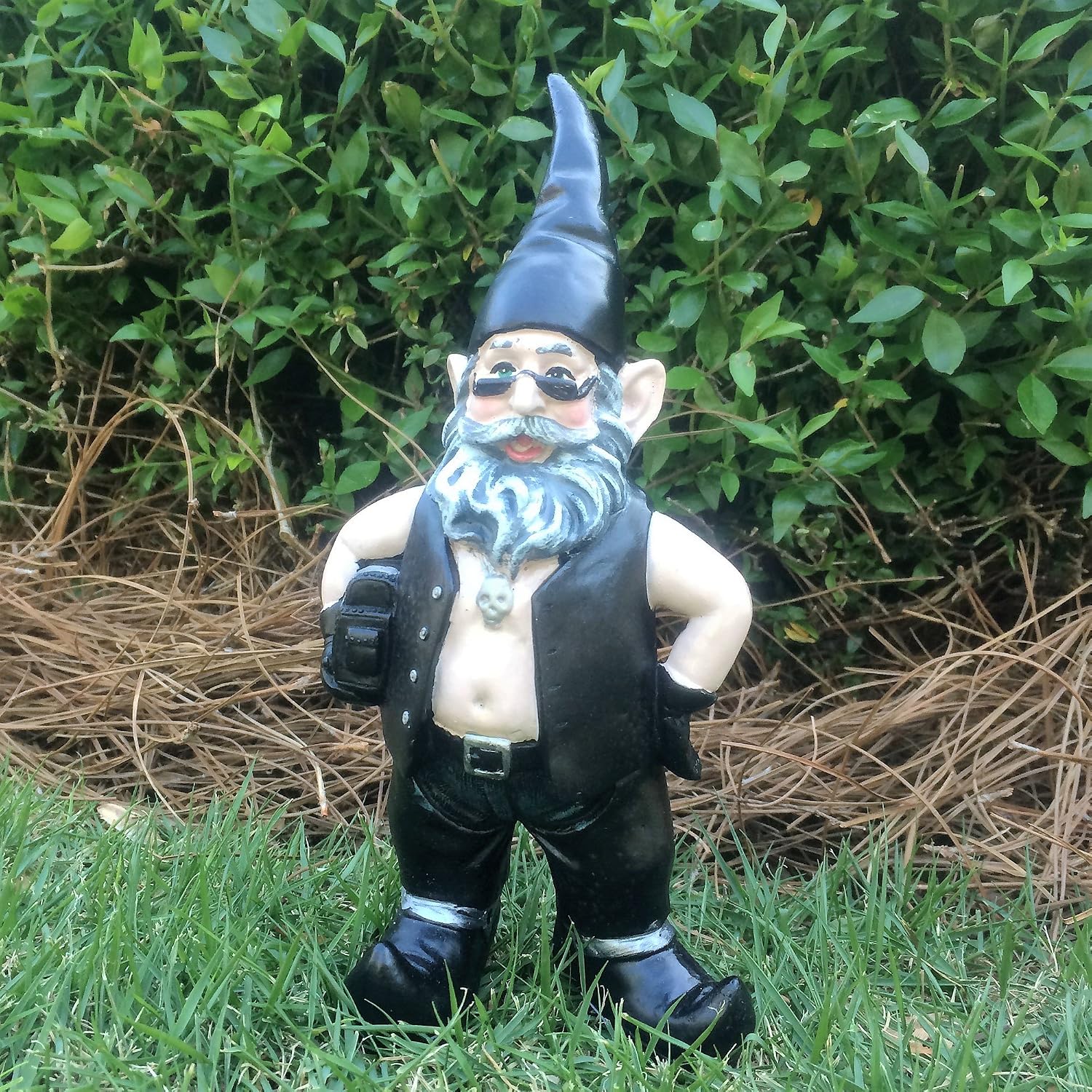 Nowaday Gnomes - "Biker Dude & Babe The 8.5" H Biker Gnomes in Leather Motorcycle Riding Gear Home & Garden Gnome Figurine
