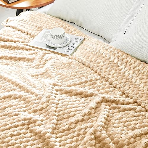 Miniatura 6 de DREAMNINE Manta decorativa de forro polar suave para sofá de 50 x 60 pulgadas, lujosa manta de franela de terciopelo con patrón 3D para dormitorio,