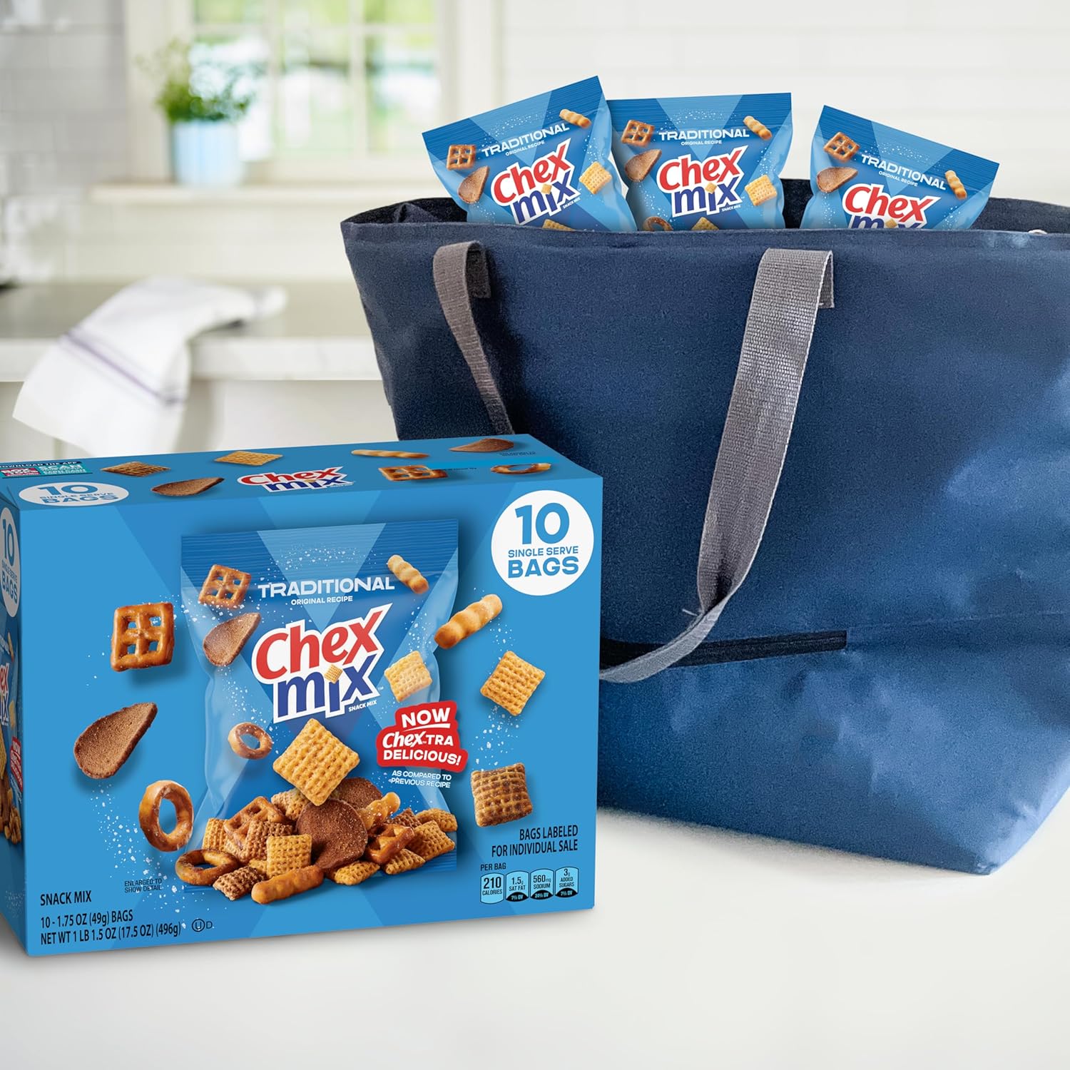 Chex Mix Snack Mix, Traditional Original Recipe, Multipack, Pub Mix Snack Bags, 10 Ct, 17.5 oz (Pack of 4)