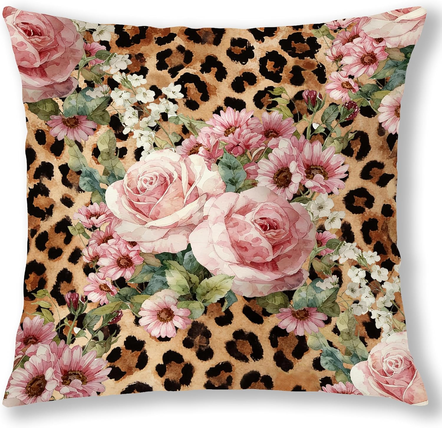 Black and Gold Leopard Pillow Covers 18x18, Leopard Room Decor