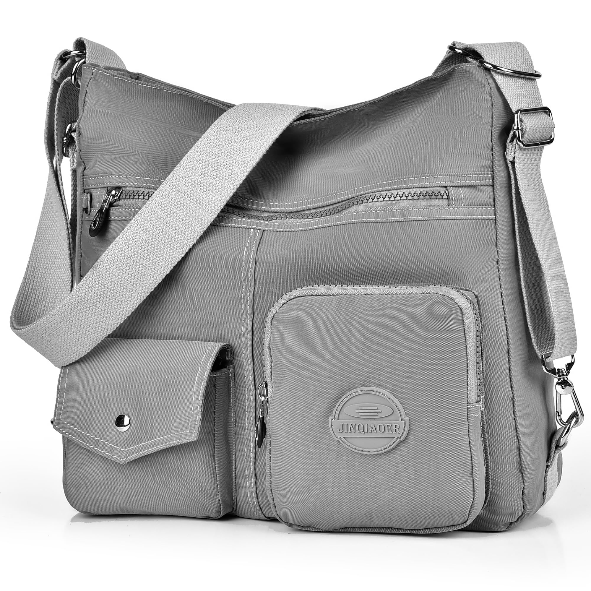 Dora & Liz Multipurpose Hobo Purse for Women with Anti-Book RFID, Waterproof Nylon Crossbody Bag Shoulder Handbag, Convertible Backpack (Grey)