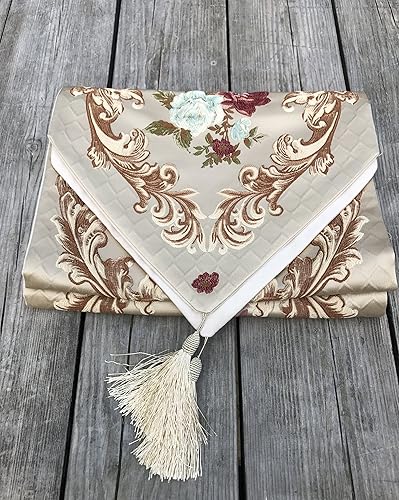 Miniatura 4 de MAGILONA Mantel decorativo para el hogar, cocina, de lujo, algodón, lino, bordado, 3D, patrón floral, con borlas, comedor, boda, fiesta, 13 x 83