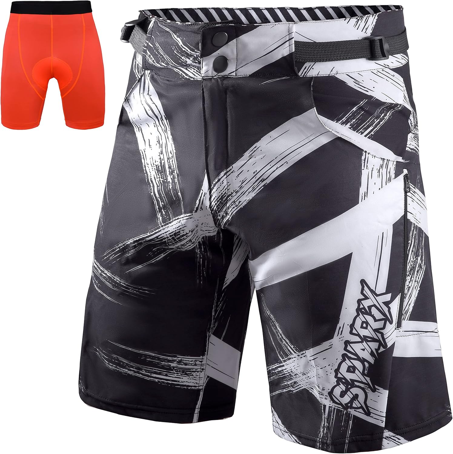 SPARX Mens Mountain Bike Shorts Padded MTB Shorts Baggy Stretch MTB Shorts Cycling Bicycle Biking Shorts Loose-fit