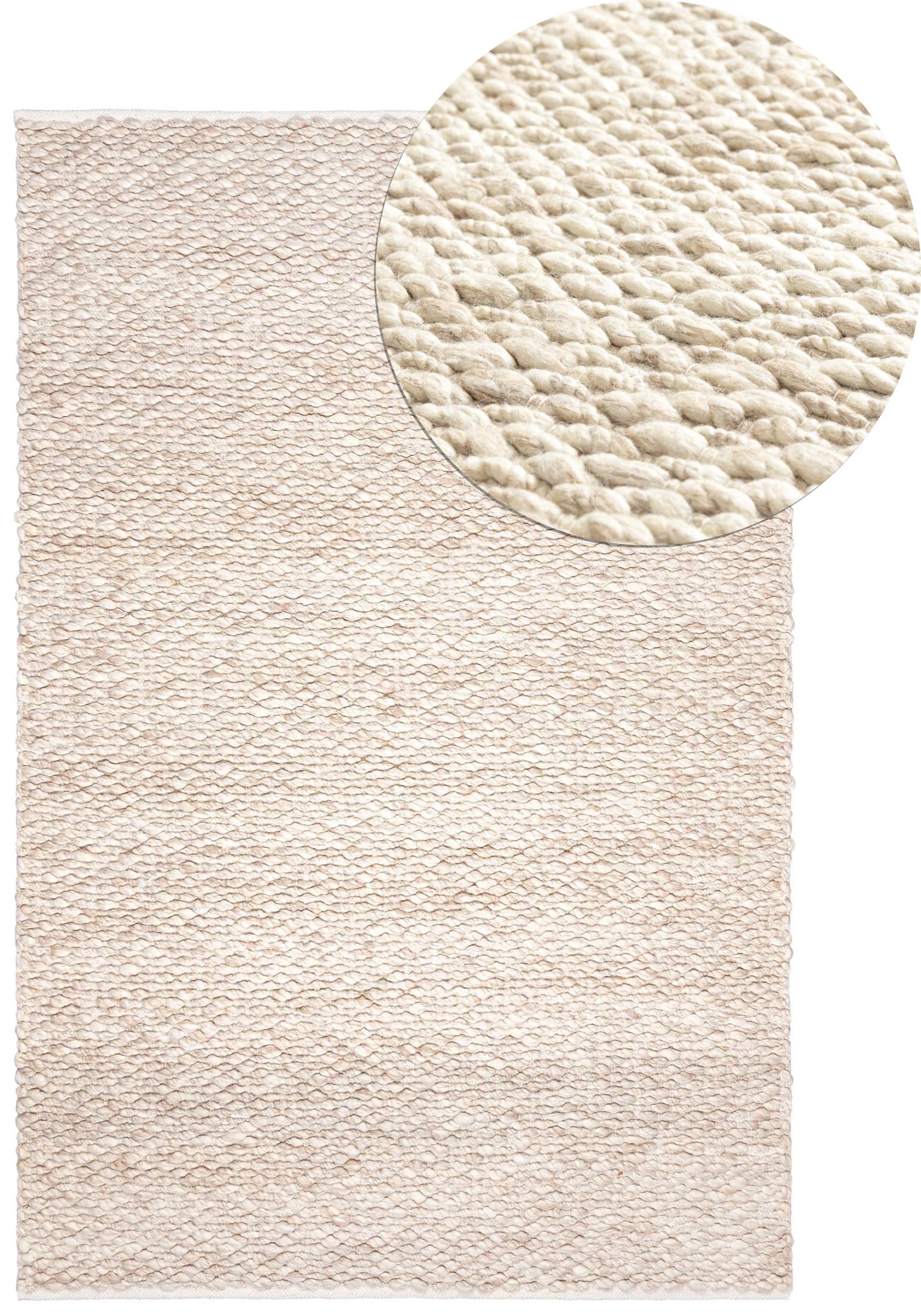 Mazovia Alfombra Estilo Japandi - Alfombras de Lana - Tejido a Mano en Material Natural - Alfombras de Habitación de Matrimonio, Dormitorio y Comedor - Crema Beige Natural - 120 x 170 cm