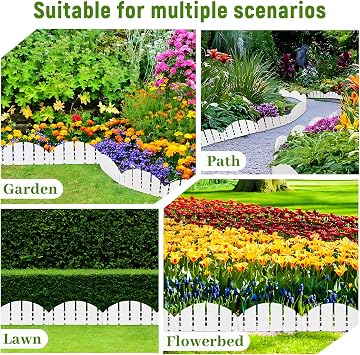 White Garden Edging Flexible Landscape Border with Anchoring Spikes for Lawn Flower Bed Outdoor Decor (30)