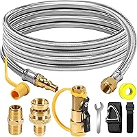 Vista 11 de Manguera de conexión rápida de propano de 12 pies para RV a parrilla de gas, manguera de propano de conexión rápida con válvula de cierre