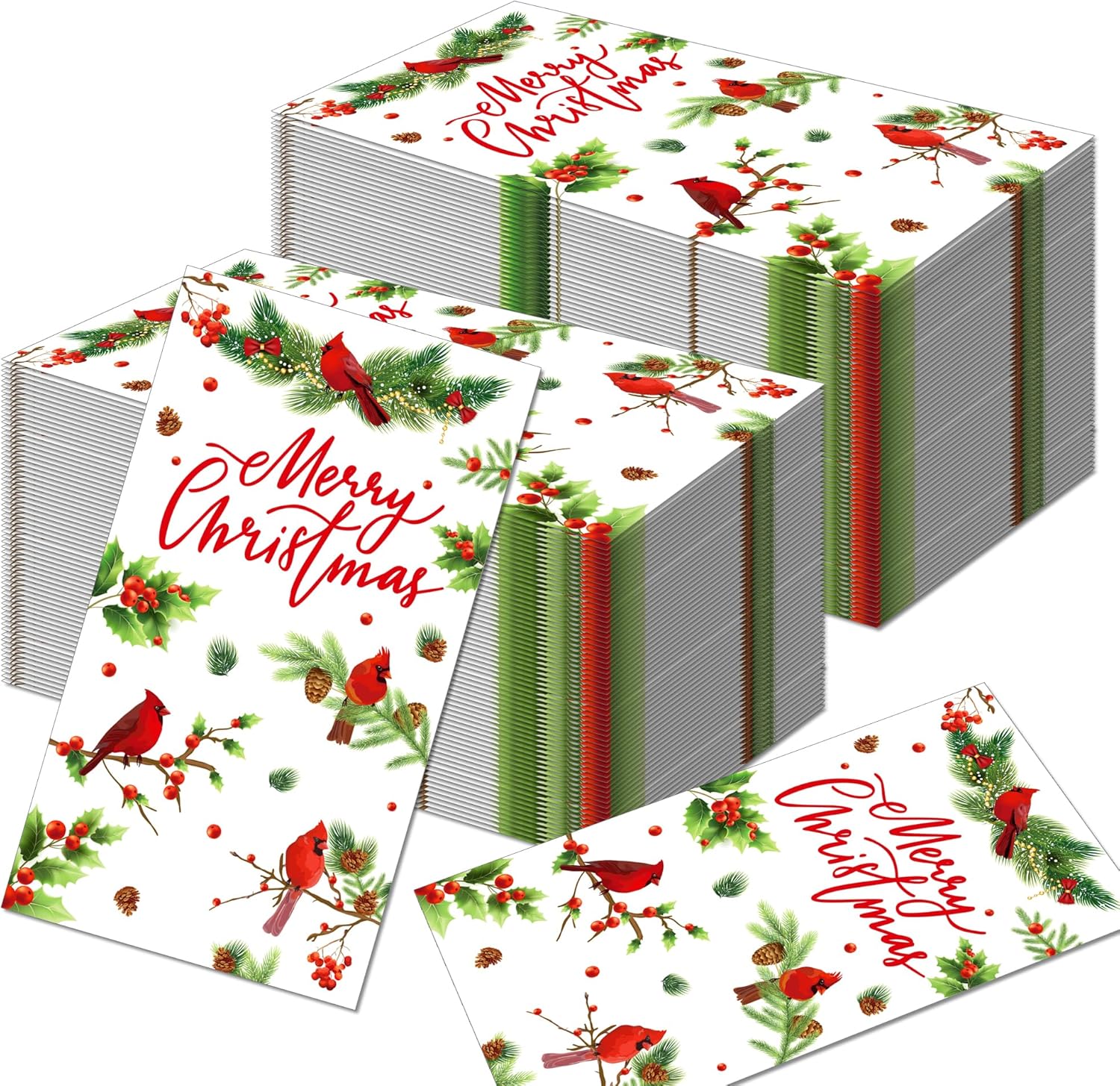 120Pcs Christmas Cardinal Guest Napkins 3 Ply Disposable Paper Red Cardinal Bird