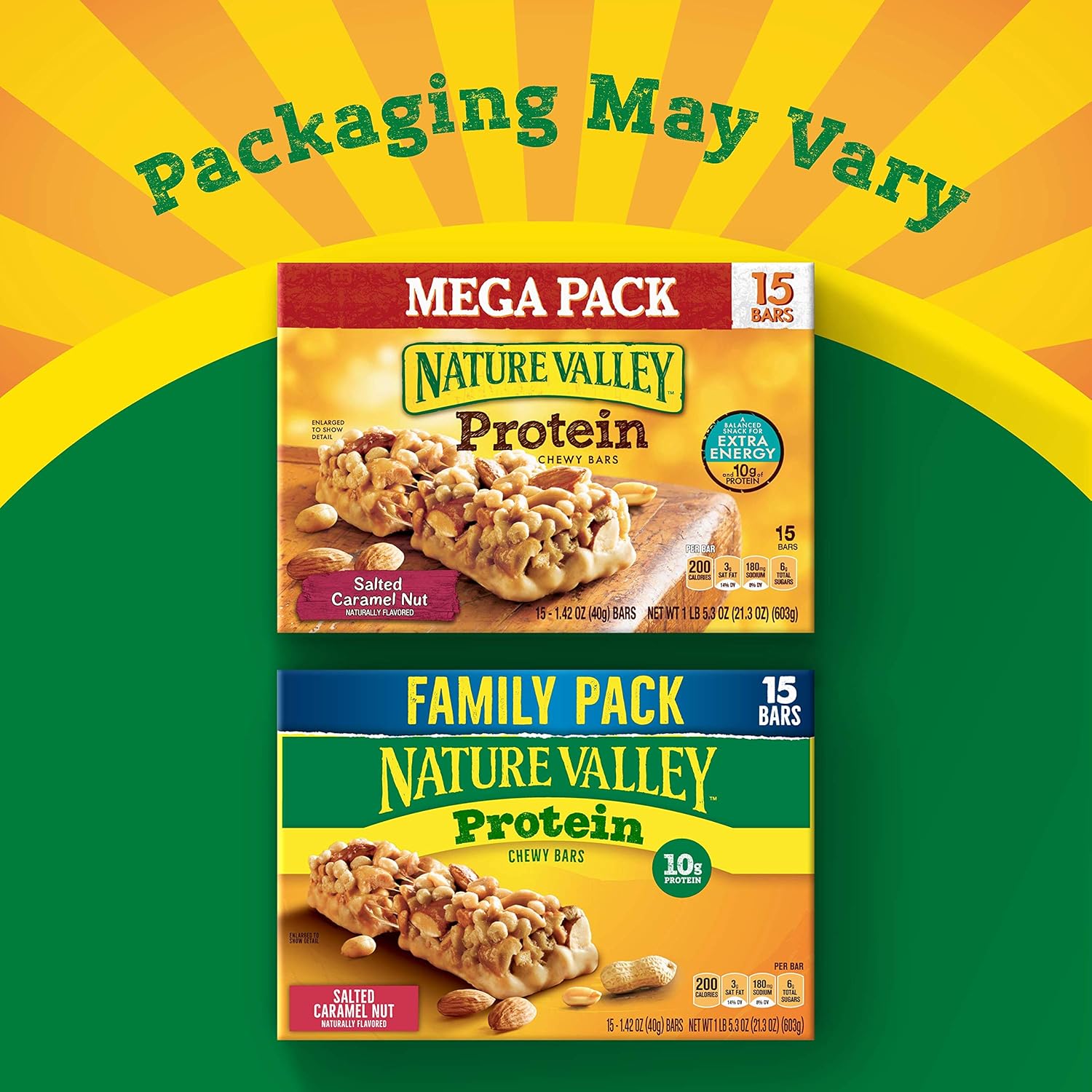 Nature Valley Chewy Protein Granola Bars, Salted Caramel Nut, 15 bars (Pack of 6)