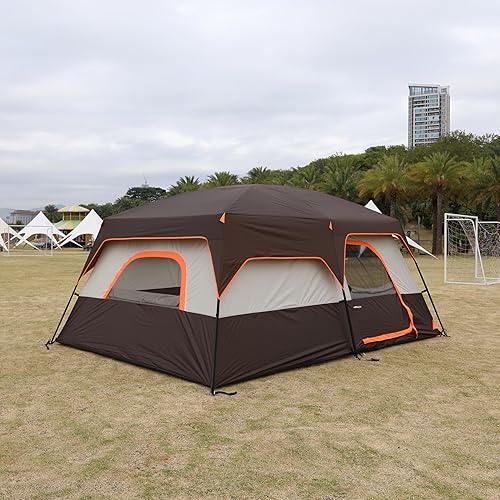 Miniatura 5 de KTT Extra Large Tent 10-12 Person,Family Cabin Tents,14.1X10X6.58ft,2 Rooms,3 Doors and 3 Windows with Mesh,Straight Wall,Waterproof,Big Tents for