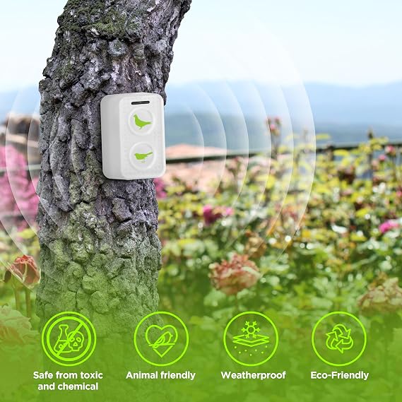 ISOTRONIC Ultrasonic Bird Repellent for Repelling Pigeons, Sparrows, Seagulls & Crows – Battery-Operated Bird Scarer for Balcony, Roof & Garden – Pigeon Repellent with a 50m² Effective Range (1 Unit)