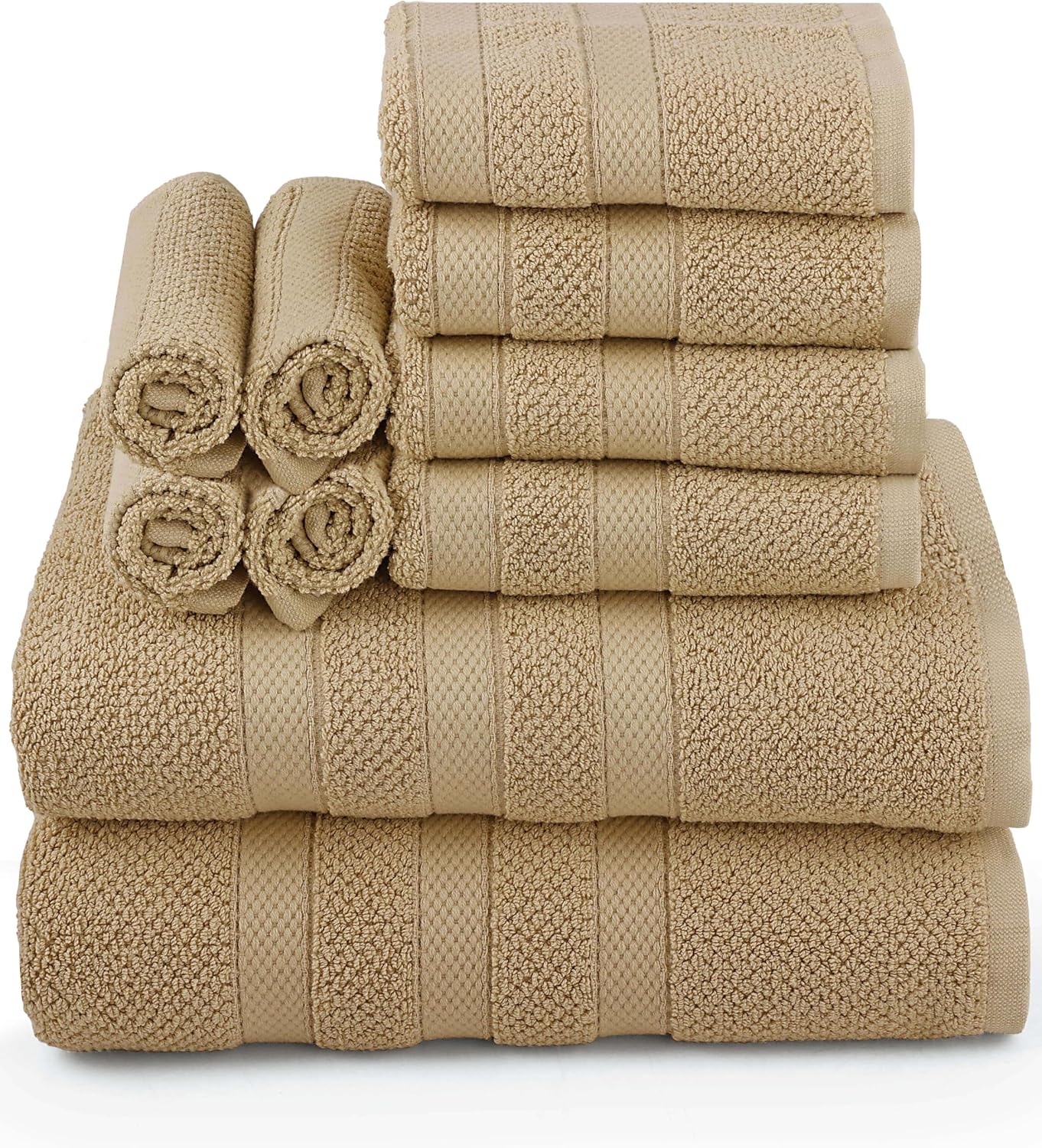 COTTON CRAFT Popcorn Towel Set - 10 Piece Luxury Towel Set - 100% Cotton Soft Absorbent 600 GSM Bathroom Towels - 2 Large Bath Towel 4 Hand Towel 4 Wash Cloth - Everyday Hotel Spa Shower Dorm - Linen