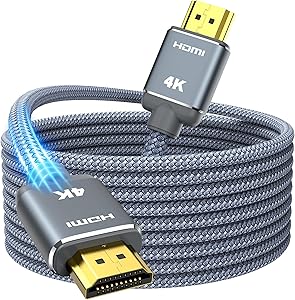 Snowkids HDMI Cable 4K 4.5 m Braided Nylon HDMI Cable Supports 3D/ Audio Return – HDMI Cable for Blu-Ray Player/PS-3/PS-4/for Netfix/for Fire TV/Screen – Grey