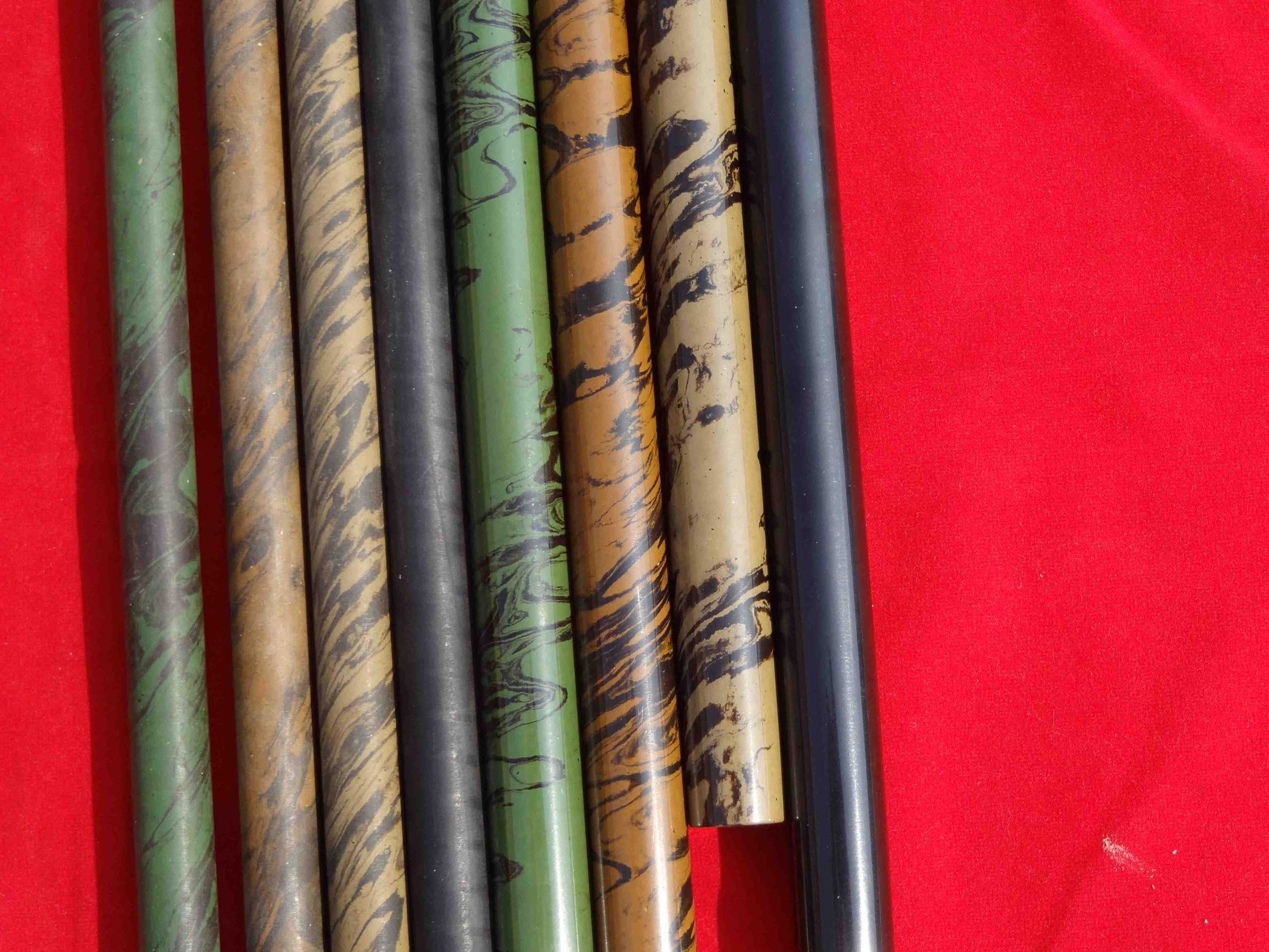 RANGA Ebonite Rods - 11mm Dia, 4 Colors (Mottled Brown, Mottled Green, Olive Brown, Solid Black), 12 Rods Lot