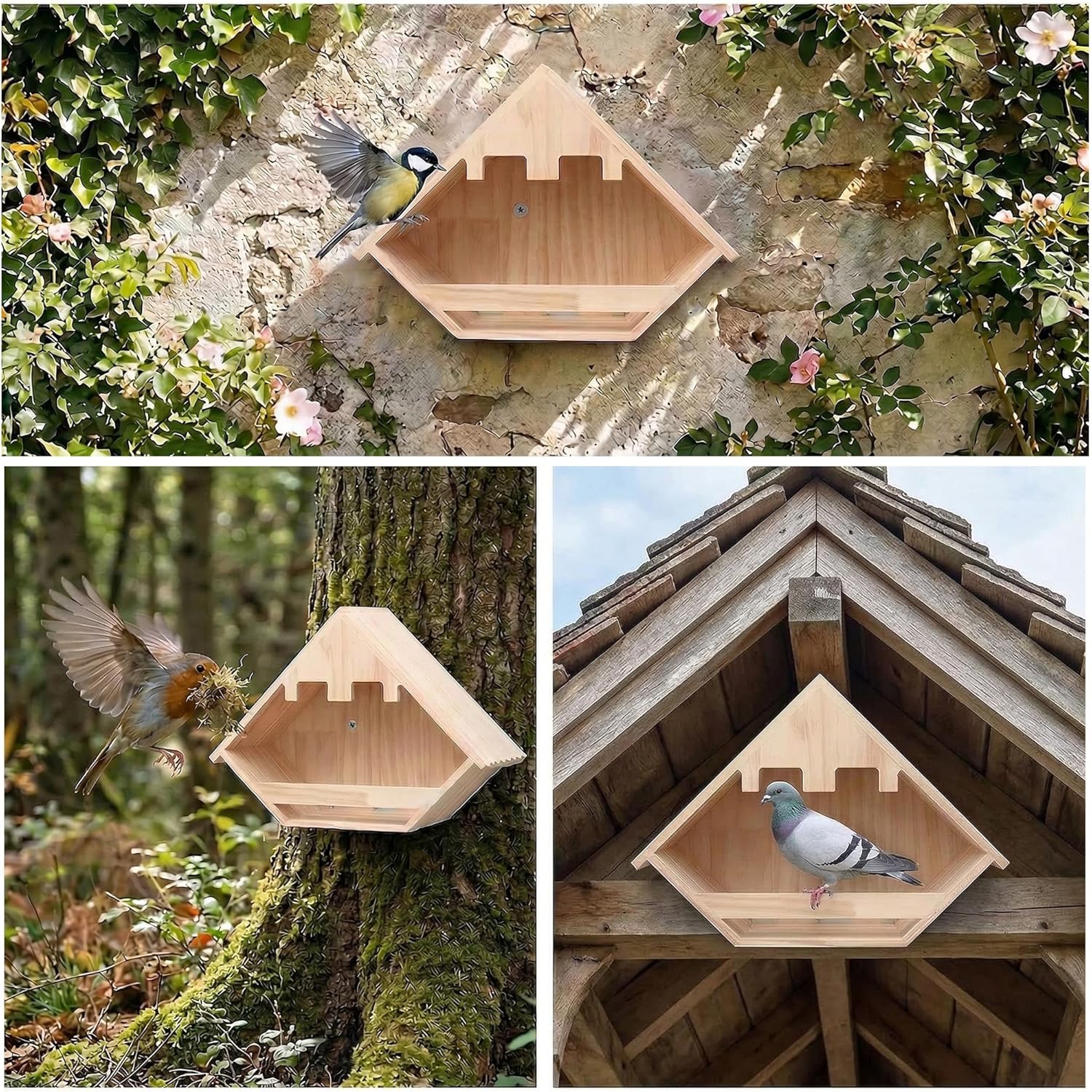 Cedar Dove Nesting Box for Outside, Wooden Open Pigeon House