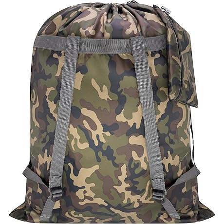 Camouflage Laundry Backpack: 27" x 34" Laundry Bag for College, Travel