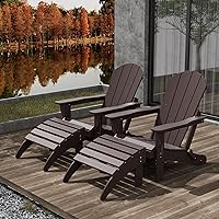 Vista 61 de WestinTrends Malibu - Silla de salón para exteriores, juego de 2 sillas Adirondack con otomana, sillas plegables de madera de polietileno para todo